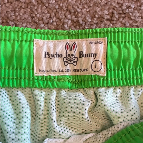 Psycho Bunny Men's Neon Green Swim Trunks - Picture 2 of 7